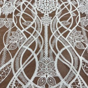 OW269 - Bridal Lace - Asha Lace - 100% Nylon Base Tulle with 100% Cotton Embroidery -140cm wide - $59.00 per mtr - NOW SPECIAL $10.00 PER MTR