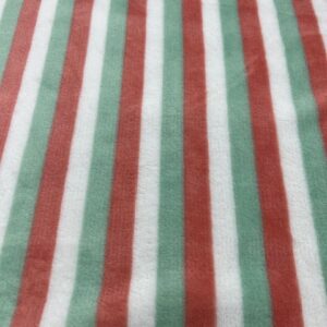 CF8 - Cuddle Fleece - Watermelon - 10cm Stripes in Dark Peach, Mint and Cream - Super Cute ! - 165cm wide - 100% Polyester - $16.00 per mtr