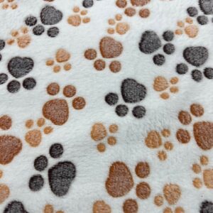 CF6 - Cuddle Fleece - Medium Sized Dog Paw Prints in Grey and tan on Cream - Super Cute ! - 165cm wide - 100% Polyester - $16.00 per mtr