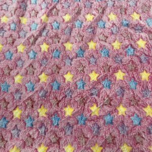 CF4 - Cuddle Fleece -Dark Pink with Small Stars in Pink, Blue, Red and Yellow - Super Cute ! - 165cm wide - 100% Polyester - $16.00 per mtr