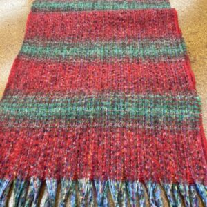 Scarves - SS - Wide stripes of Ruby Red and Green - 20% Cashmere / 80% Polyester - 180cm long x 52cm wide - Super Soft and No two are the same - $29.00 each