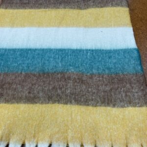 Scarves - V - Wide Stripes of White ,Teal, Brown and Yellow - 20% Cashmere / 80% Polyester - 180cm long x 52cm wide - Super Soft and No two are the same - $29.00 each