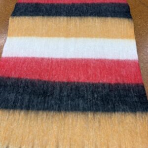 Scarves - W - Waikato Colours - Wide Stripes of White ,Red, Black and Yellow - 20% Cashmere / 80% Polyester - 180cm long x 52cm wide - Super Soft and No two are the same - $29.00 each