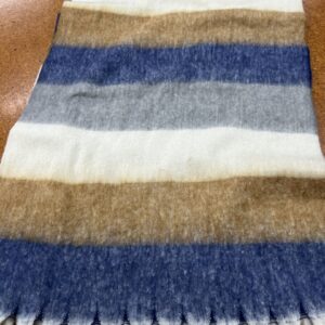 Scarves - X - Wide Stripes of White denim Blue and Deep Tan - 20% Cashmere / 80% Polyester - 180cm long x 52cm wide - Super Soft and No two are the same - $29.00 each