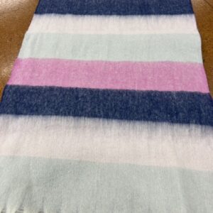 Scarves - Z - Wide Stripes of White, Navy, Mint Grey and Pink - 20% Cashmere / 80% Polyester - 180cm long x 52cm wide - Super Soft and No two are the same - $29.00 each
