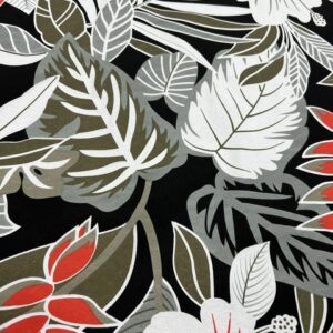 IP66 - Island Print - 65% Polyester - 35% Cotton - Olive, Grey, Black White flowers -  1.15cm wide Was $8.00 - now $2.50 pm special