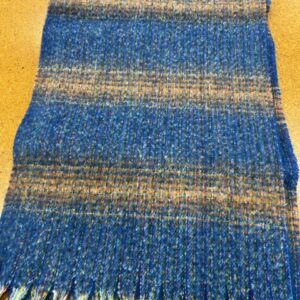 Scarves - BB - Golden Tan and Cobalt Blue Stripes - 20% Cashmere / 80% Polyester - 180cm long x 52cm wide - Super Soft and No two are the same - $29.00 each