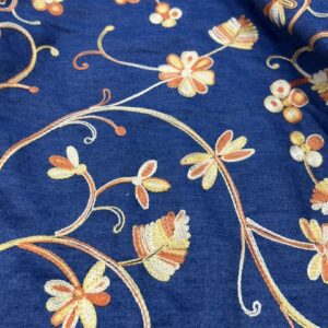 DC18 - Chambray - Yellow Embroidered Flowers - 100% Cotton - 153cm wide - $24.00 per mtr