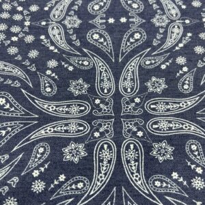 DC30 - Chambray - Patterned - Dark Navy with White Paisley Print - 100% Cotton - 148cm wide - $22.00 per mtr