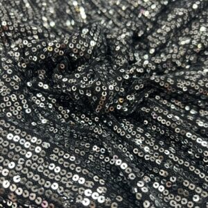 ES -12 - Evening Sequins - Black Mesh with Tiny Lines of Silver Sequins - 150cm wide - 100% Nylon - $39.00 pm
