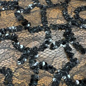 ES11 - Evening Sequin - Black Sequins on Lace Mesh - 138cm wide - 100% Nylon - $39.00 per mtr