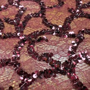 ES10 - Evening Sequins- Burgundy Sequins on Lace Mesh - 138cm wide - 100% Nylon - $39.00 per mtr