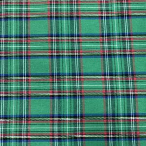 BC-25 - 100% Brushed Cotton -Emerald Green Tartan - with Blue, Orange and Cream - 100% Cotton - 147cm wide - $18.00 per mtr