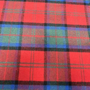 W73 - Wool / Blend Jacketing - 50% Wool / 50% Polyester - Tartan - Vibrant Red with Green, Teal - 150cm wide - $49.00 per mtr