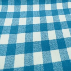PJ1 - 100% Polyester jacketing - Aqua and Cream 6cm x 5cm Check - 150cm wide - 100% Polyester - $29.00 per mtr