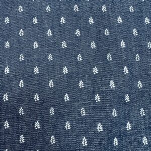 DC42 - Chambray - Light Weight Navy with Small Fern Leaves - 150cm wide - 100% Cotton - $18.00 per mtr
