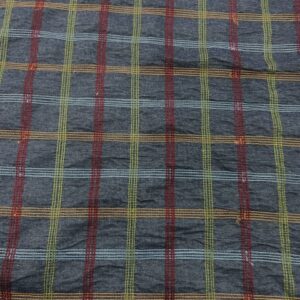 DC45 - Chambray - Light Weight - Medium Navy with Embroidered Squares in Blue, Maroon and Orange - 100% Cotton - 145cm wide - $24.00 per mtr