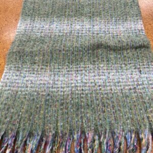 Scarves - M - Moss Green and Off White Stripes with a Metallic thread - 20% Cashmere / 80% Polyester - 180cm long x 52cm wide - Super Soft and No two are the same - $29.00 each