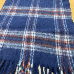 Scarves  - S15 - 20% Cashmere / 80% Polyester - Rich Coloured Blue  with Rust Pinstripes with Tassels - 180cm long x 38cm wide - Super Soft and No two are the same - $20.00 each