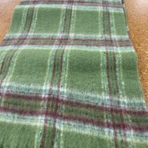 Scarves  - S16 - 20% Cashmere / 80% Polyester - Moss Green with Maroon Pinstripes with Tassels - 180cm long x 38cm wide - Super Soft and No two are the same - $20.00 each