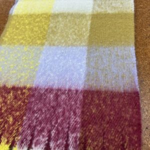 Scarves  - S19 - 20% Cashmere / 80% Polyester - Maroon, Yellow, White Checks with Tassels - 180cm long x 38cm wide - Super Soft and No two are the same - $20.00 each