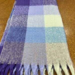 Scarves  - S13 - 20% Cashmere / 80% Polyester - Vibrant Purple Checks with Tassels - 180cm long x 38cm wide - Super Soft and No two are the same - $20.00 each