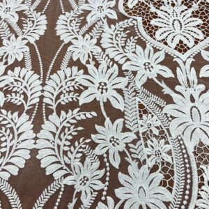 BL556 - Bridal Lace - large Floral display in 100% Rayon Embroidery - on 100% Polyester Tulle - 130cm wide - $25.00 per mtr