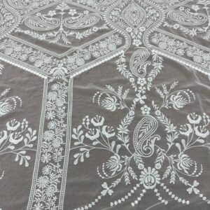 OW204 - Agra Off White Bridal lace - 100% Polyester Light Off White Crepe with 100% Rayon Embroidery - 150cm wide - $39.00 per mtr