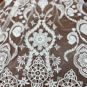 OW104 - Bridal Lace - Moroccan Tulle - with Heat and Butterfly type flowers - 100% Rayon Embroidery on 100% Polyester Tulle - 140cm wide - $49.00 per mtr