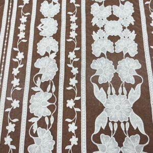 OW375 - Alea Off White LaceBridal Lace - Large 100% Rayon Embroidered Flowers in Rows on 100% Nylon Tulle - 150cm wide - $29.00 per mtr