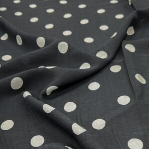 LC37 - Linen Blend - 2.5cm White Spots on a Dark Navy background - 55% Linen / 45% Cotton - 150cm wide - $26.00 per mtr