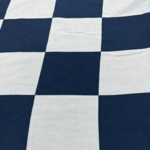 LC40 - Linen Blend - large 10cm Squares in White and Navy - 55% Linen / 45% Cotton - 150cm wide - $26.00 per mtr