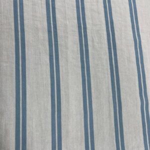 LC52 - Linen Blend -Soft Cream with Country Blue 5mm Stripes - 55% Linen / 45% Cotton - 150cm wide - $26.00 per mtr