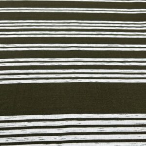 LC56 - Linen Blend - Multiple Sized Stripes in white on Khaki Background - 55% Linen / 45% Cotton - 150cm wide - $26.00 per mtr