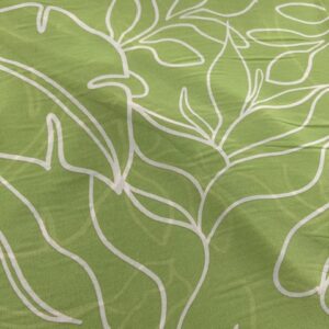 P245 - 100% Polyester Georgette -Lime with large silhouette Tanned Leaves- 150cm wide - $26.00 per mtr