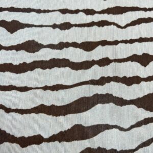P288 - 100% Polyester -Chiffon - Cream with Brown Squiggle Lines - 150cm wide - $12.00 per mtr