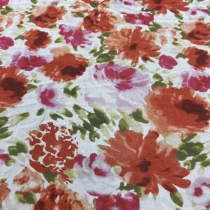 P239 - Georgette - 100% Polyester - Large Roses with Orange and Pink - 145cm wide - $18.00 per mtr