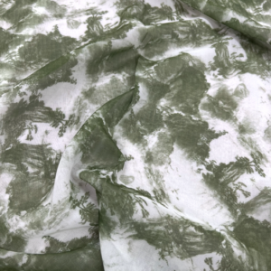 P277 - 100% Polyester - Chiffon - Deep Emerald Green Landscape on White - 145cm wide - $20.00 per mtr