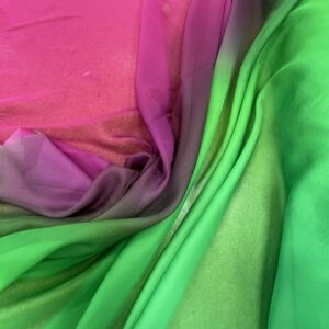 P230 - Chiffon - 100% Polyester - Vibrant pink fading into Emeral Green and the other end of the roll- 150cm wide - $15.00 per mtr