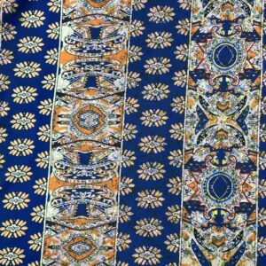 P232 - Chiffon - 100% Polyester - Abstract with Vibrant Blue, Pink and Terracotta - 150cm wide - $16.00 per mtr