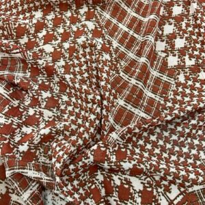 P233- Chiffon - 100% Polyester - Dark and Pale Terracotta Houndstooth Effect - 150cm wide - $22.00 per mtr