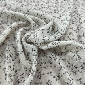 P246 - 100% Polyester - Chiffon -Dainty Brown Flowers on a soft Creamy tan Background- 150cm wide - $18.00 per mtr