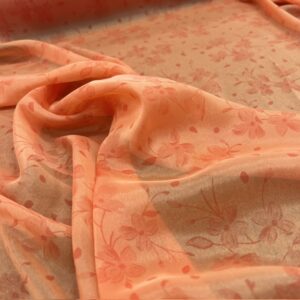 P249 - 100% Polyester - Chiffon - Two Toned Orange with Orange Flowers- 150cm wide - $12.00 per mtr