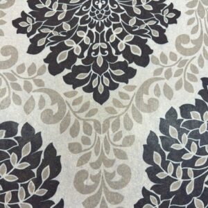 P251 - 100% Polyester - Chiffon - Navy Blue Rosettes with Tan -  140cm wide - $16.00 per mtr