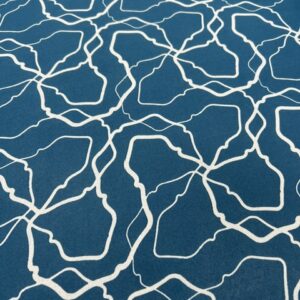 P282 - 100% Polyester - Georgette - Teal with White Squiggly White Lines - 140cm wide - $18.00 per mtr