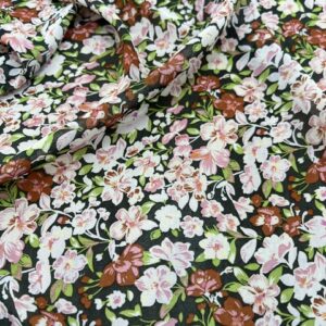 P283 - 100% Polyester - Chiffon -Dainty Rose Pink Flowers - Pretty - 150cm wide - $16.00 per mtr