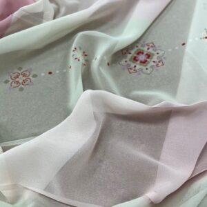 P285 - 100% Polyester - Chiffon - Pastel Colours in large Squares of lemon, Green and Creams - 150cm wide - $12.00 per mtr