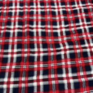 R104 - 100% Rayon - Dark Navy Red and White 5mm Square Checks- 145cm wide - $18.00 per mtr