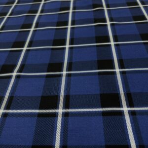 R106 - 100% Rayon - Navy and Black Checks with White pinstripes - 145cm wide - $22.00 per mtr