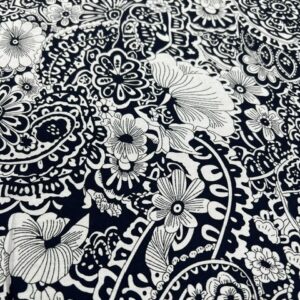 R109 - 100% Rayon - Very Dark Navy with White Flowers - Stunning !- 145cm wide - $24.00 per mtr